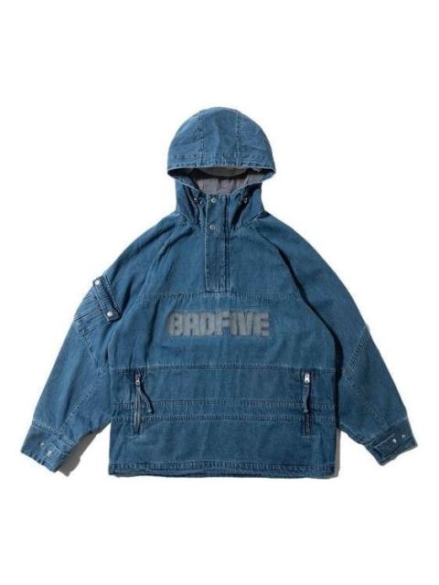 Li-Ning BadFive Logo Half Zip Denim Hooded Jacket 'Indigo' AFDR909-1