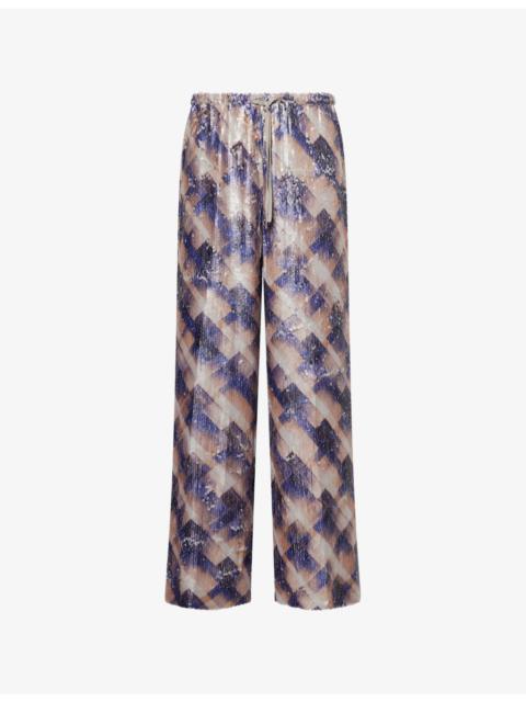 Sequin Drawstring Woven Trousers