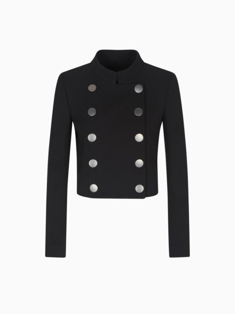 DOUBLE-BREASTED SHORT JACKET IN SILK CRÊPE CADY