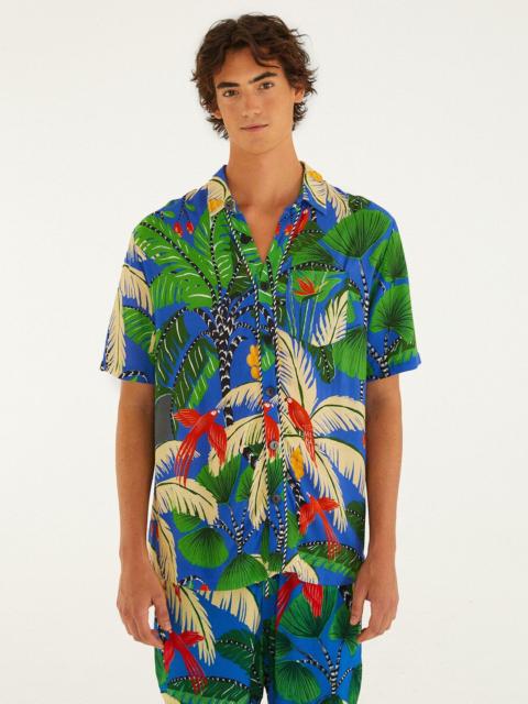 Blue Tropical Island Drawstring Lenzing™ Ecovero™ Viscose Shorts