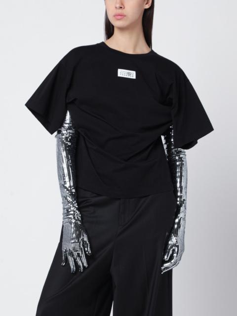 Black cotton T-shirt with gloves