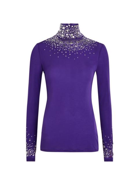 embellished roll-neck top