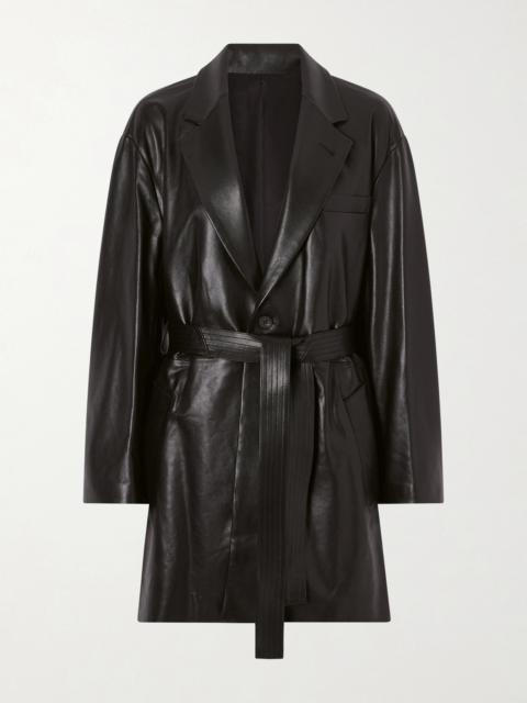 Belted Leather Trench Coat