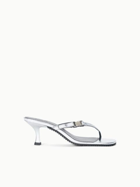 STAUD FLYNN KITTEN HEEL SILVER