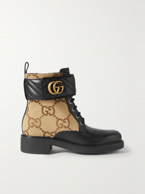 Marmont logo-print coated-canvas and leather boots