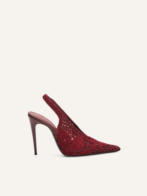 Slingback crochet heels in burgundy