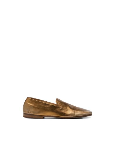 metallic square-toe loafers