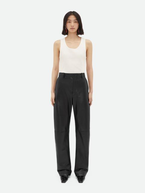 Leather Rounded Leg Trousers