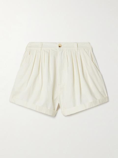 Paige Pleated Organic Cotton-poplin Shorts