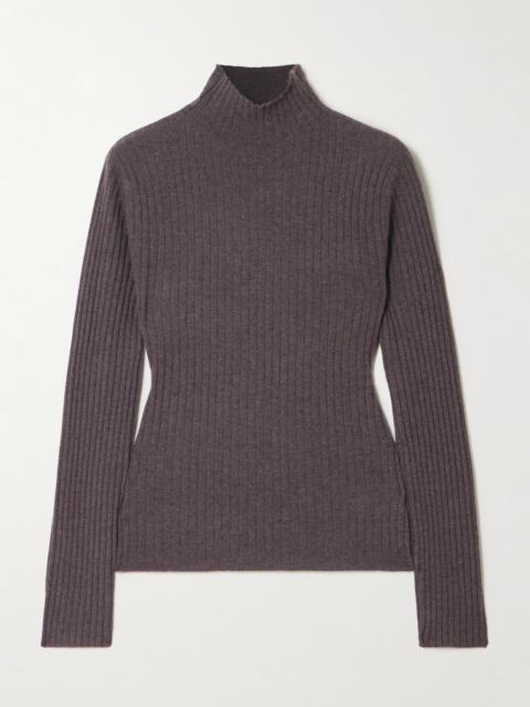 Ariana Ribbed Turtleneck Cashmere Sweater