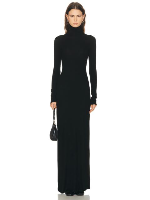 Silk Rib Fluid Turtleneck Dress