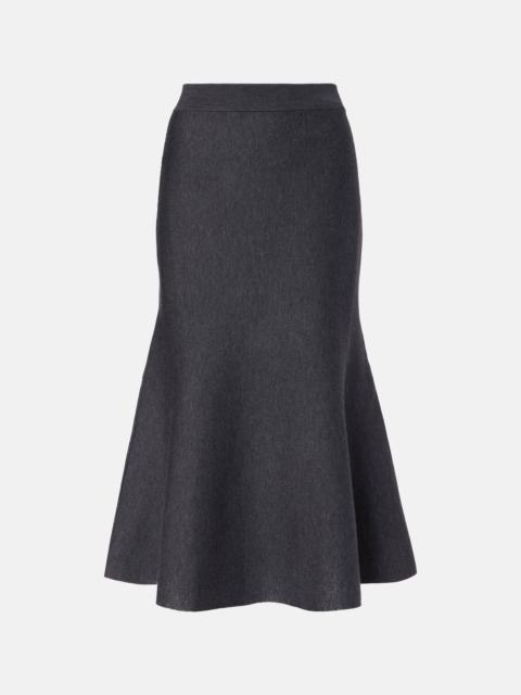 Wool-blend midi skirt