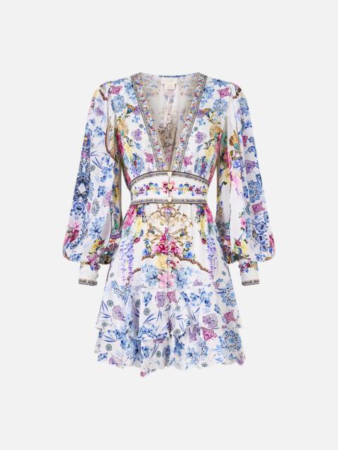 BUTTON FRONT FRILL DRESS