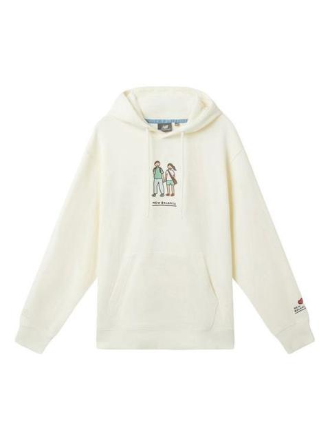 New Balance x Zero Per Zero Printing Casual Sports Round Neck Hoodie 'White' NCA47013-IV