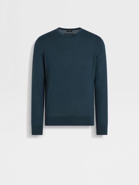 DARK TEAL BLUE MÉLANGE CASHSETA CREWNECK