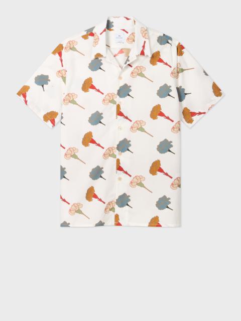White 'Carnation' Print Short-Sleeve Shirt