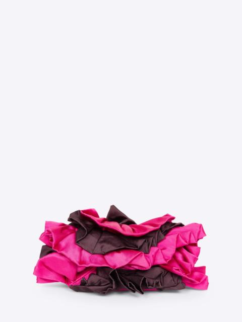 SATIN RUFFLE CLUTCH BAG