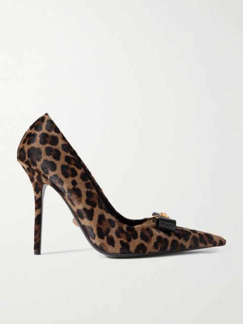 Embellished Patent Leather-trimmed Leopard-print Calf Hair Pumps