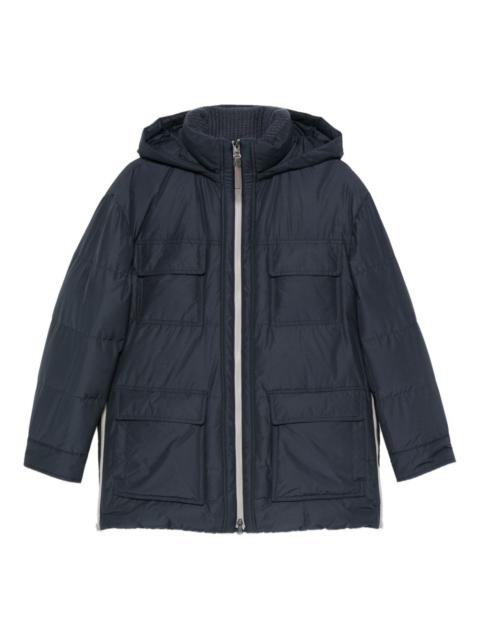 hooded flap-pocket jacket