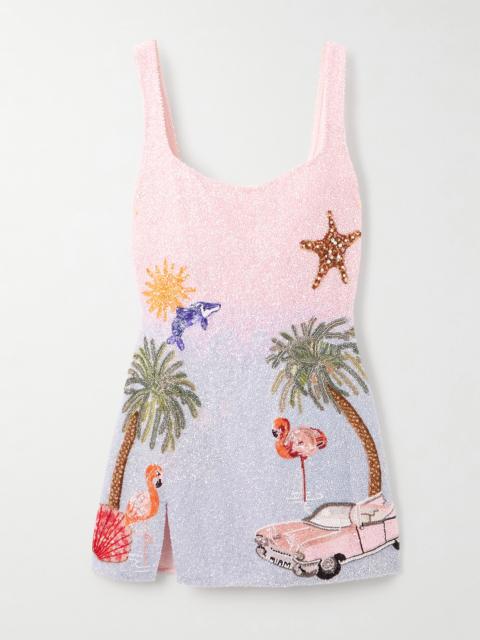 Miami Embellished Beaded Tulle Mini Dress