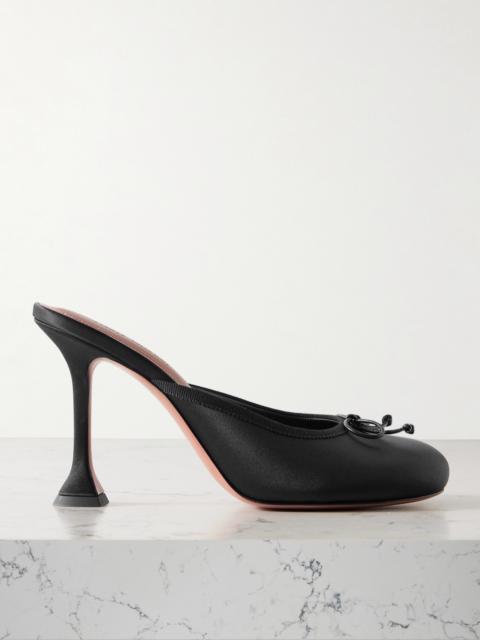 Lila Grosgrain-trimmed Satin Mules