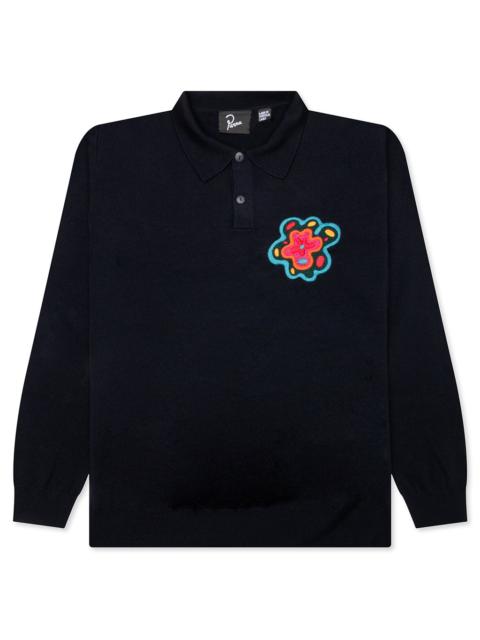FLOWER BLOB KNITTED POLO SHIRT - MIDNIGHT BLUE