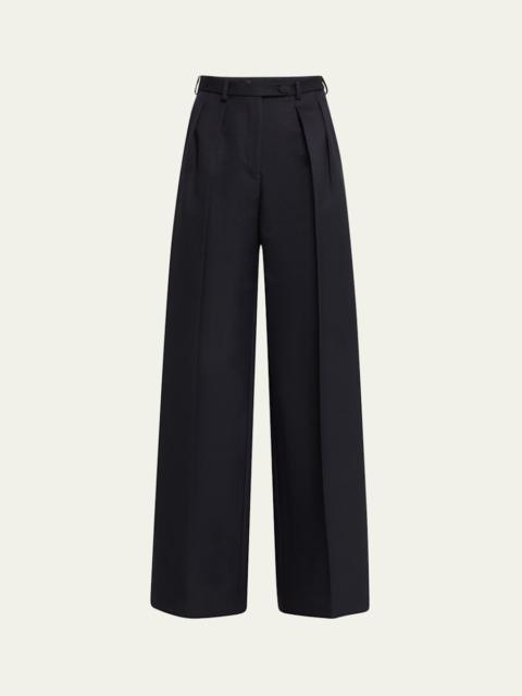 Devin Wide Leg Barathea Wool Trousers
