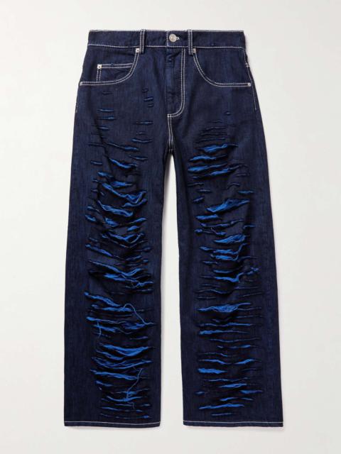 Wide-Leg Distressed Jeans