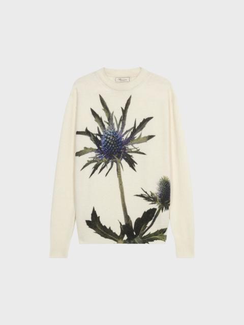 WOOL PRINTED PULLOVER WITH EMBROIDERY