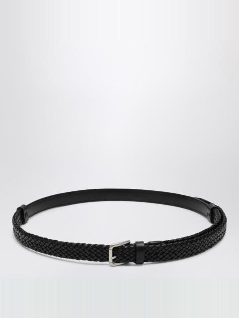 Black woven leather belt
