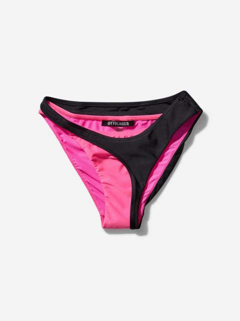 Women's Layered Bikini Bottom Pink / Black