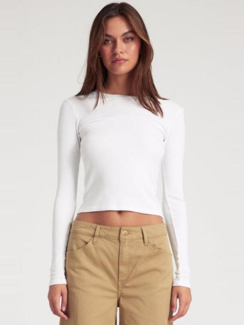 WHITE RIB LONG SLEEVE BABY TEE