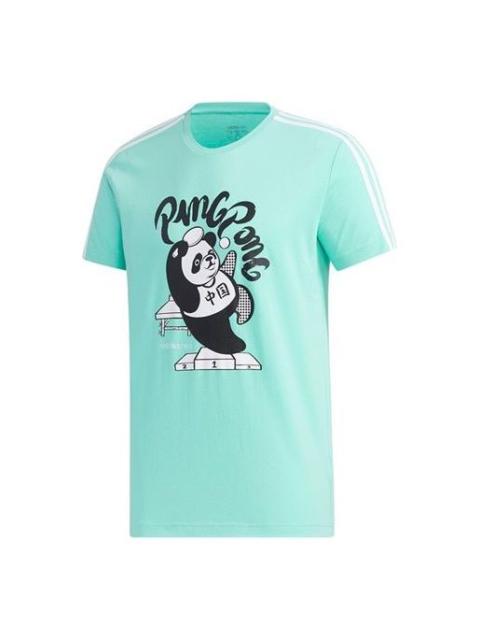 adidas neo Panda 3SGRX Tee Table Tennis Printing Slim Fit Short Sleeve Green GK1553