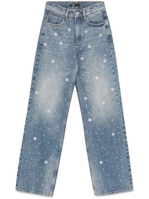 faux pearl-embellished jeans