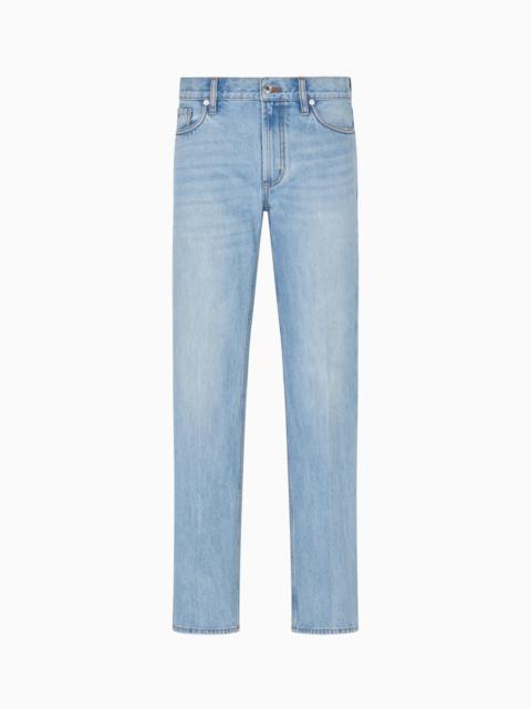 J76 STRAIGHT-FIT, STONE-WASHED DENIM JEANS