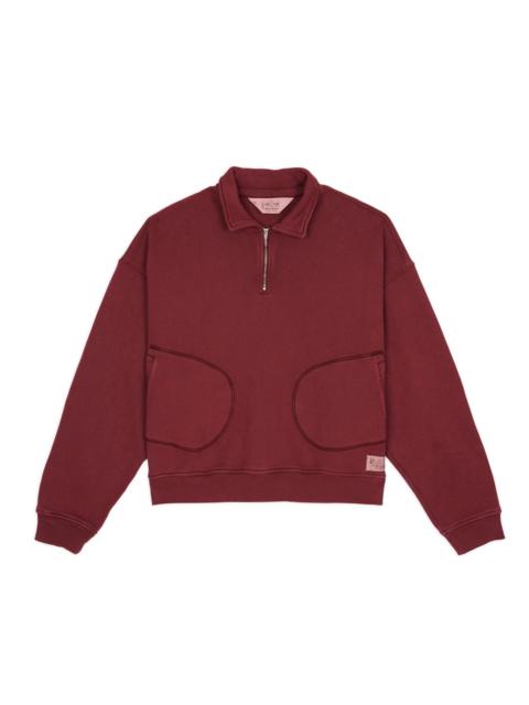 Half Zip Collared Sweatshirt - Wine