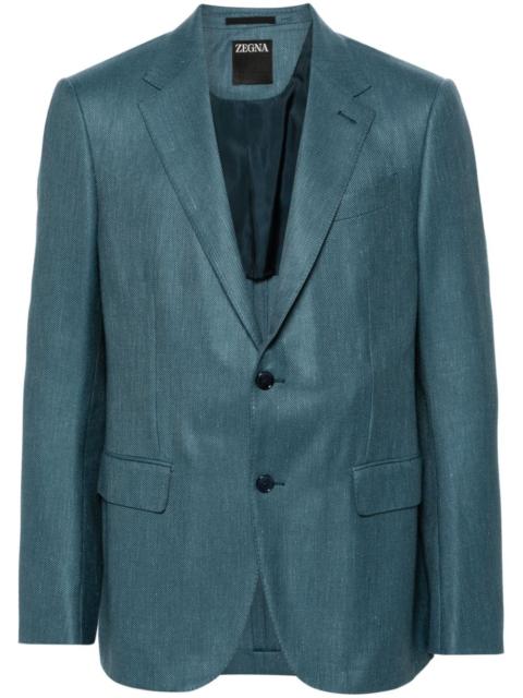 twill single-breasted blazer