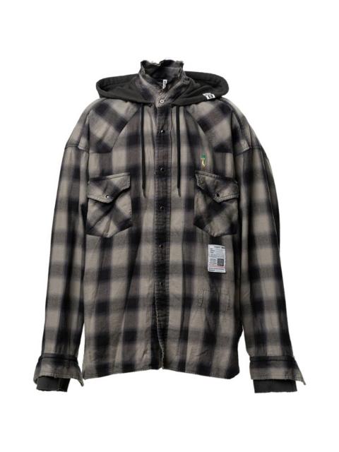checkered hooded shirt