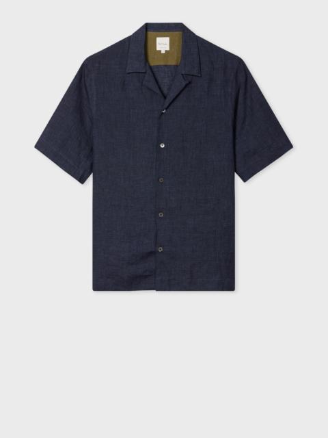Navy Linen Short-Sleeve Shirt