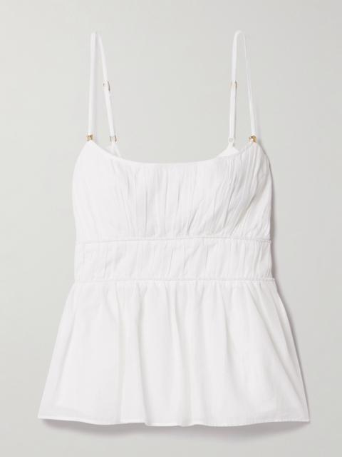 Acapella Gathered Cotton-voile Peplum Top