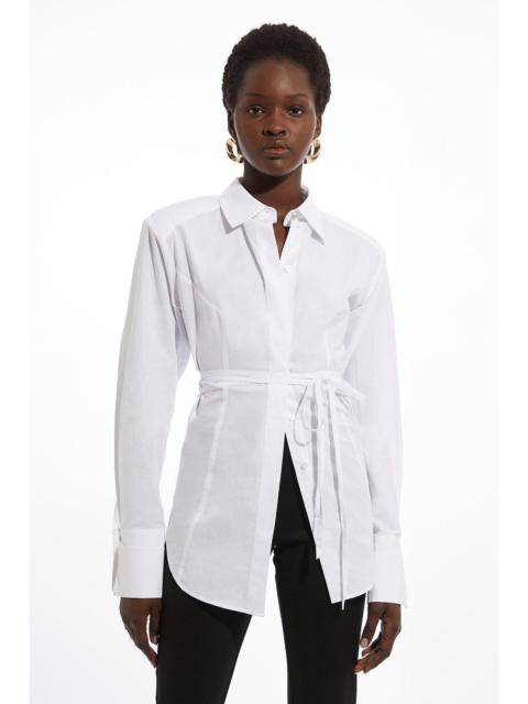 Cotton Poplin Waist Detail Longline Woven Shirt