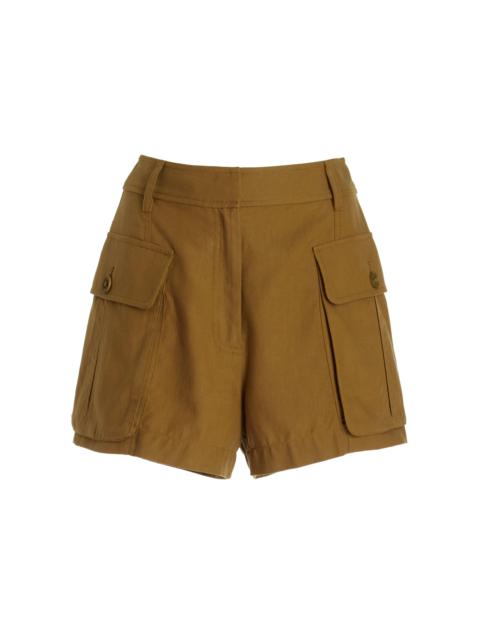 Sadie Cotton-Blend Utility Shorts olive