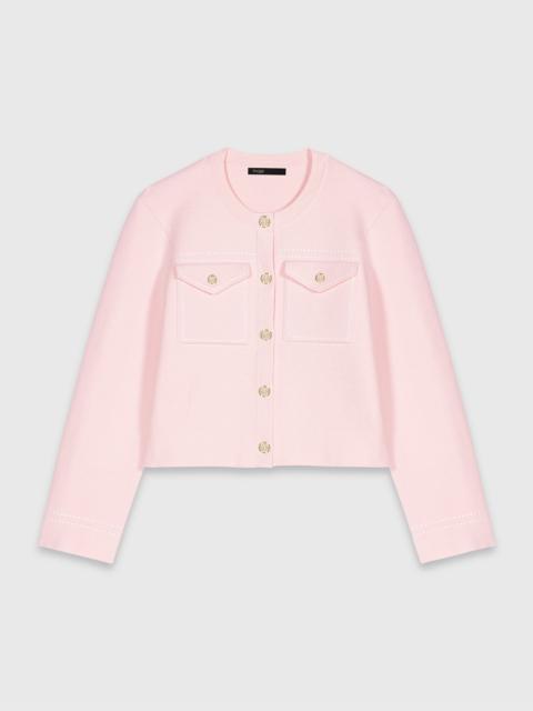 Topstitched cropped cardigan