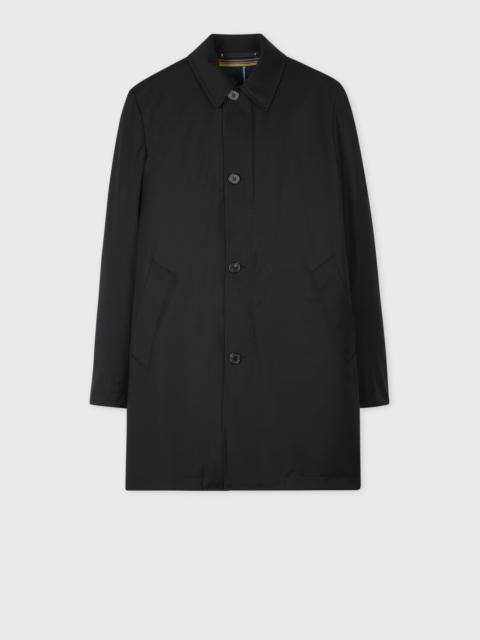 Black 'Storm System' Wool Mac With Detachable Gilet