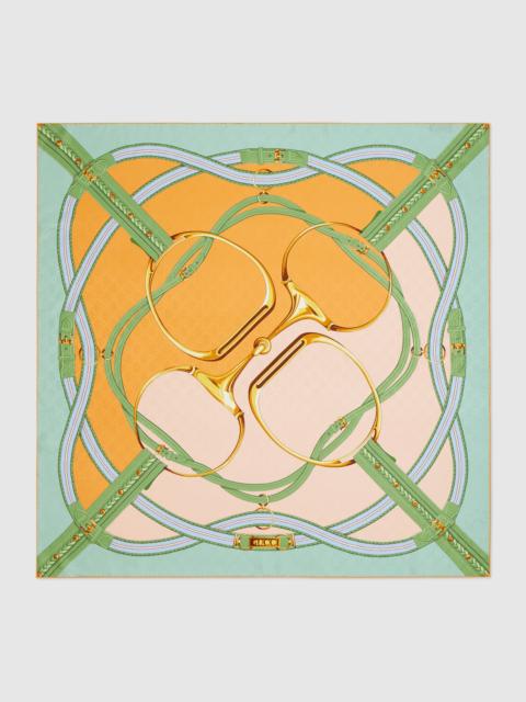 Printed silk jacquard carré