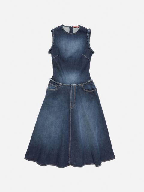 Layered denim midi dress - Dark Blue