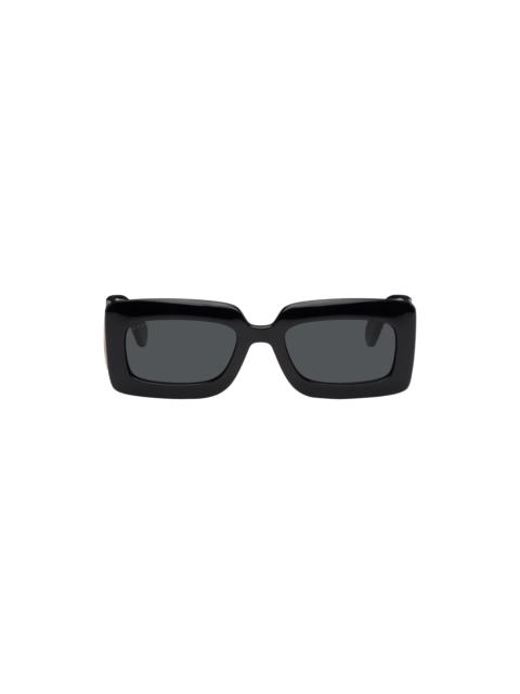 Black Thick Rectangular Injection Sunglasses
