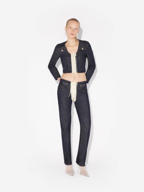 THE CONTRASTING LACE-UP DENIM JEANS