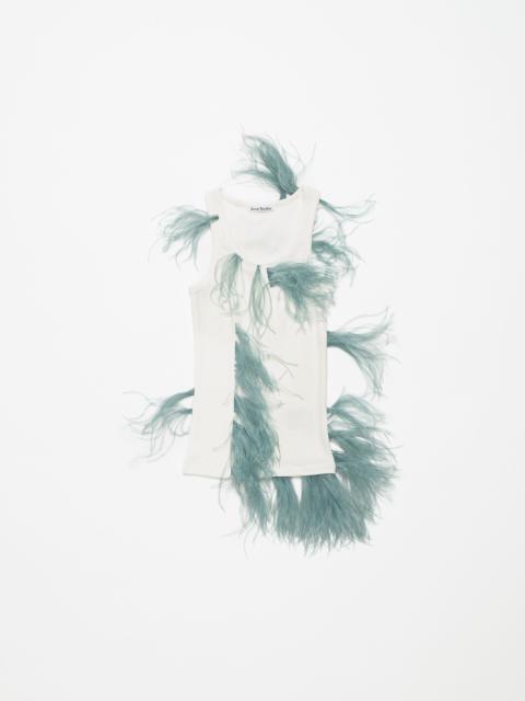 Feather trim top - White/navy