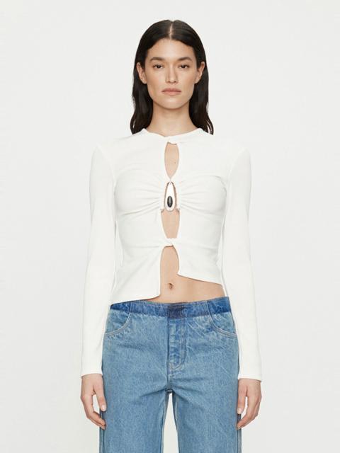 Crystal Pendant Open Twist Long Sleeve Top